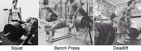 3 Powerlifts - Squat Bench Press and Deadlift