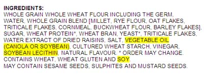 Whole Wheat Bread contains soy