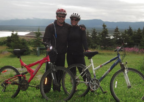 Lee & Trish Mountain Biking on the Northern Peninsula of Newfoundland.