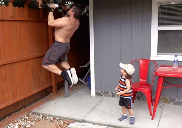 Lee Hayward and Harvey doing pull ups