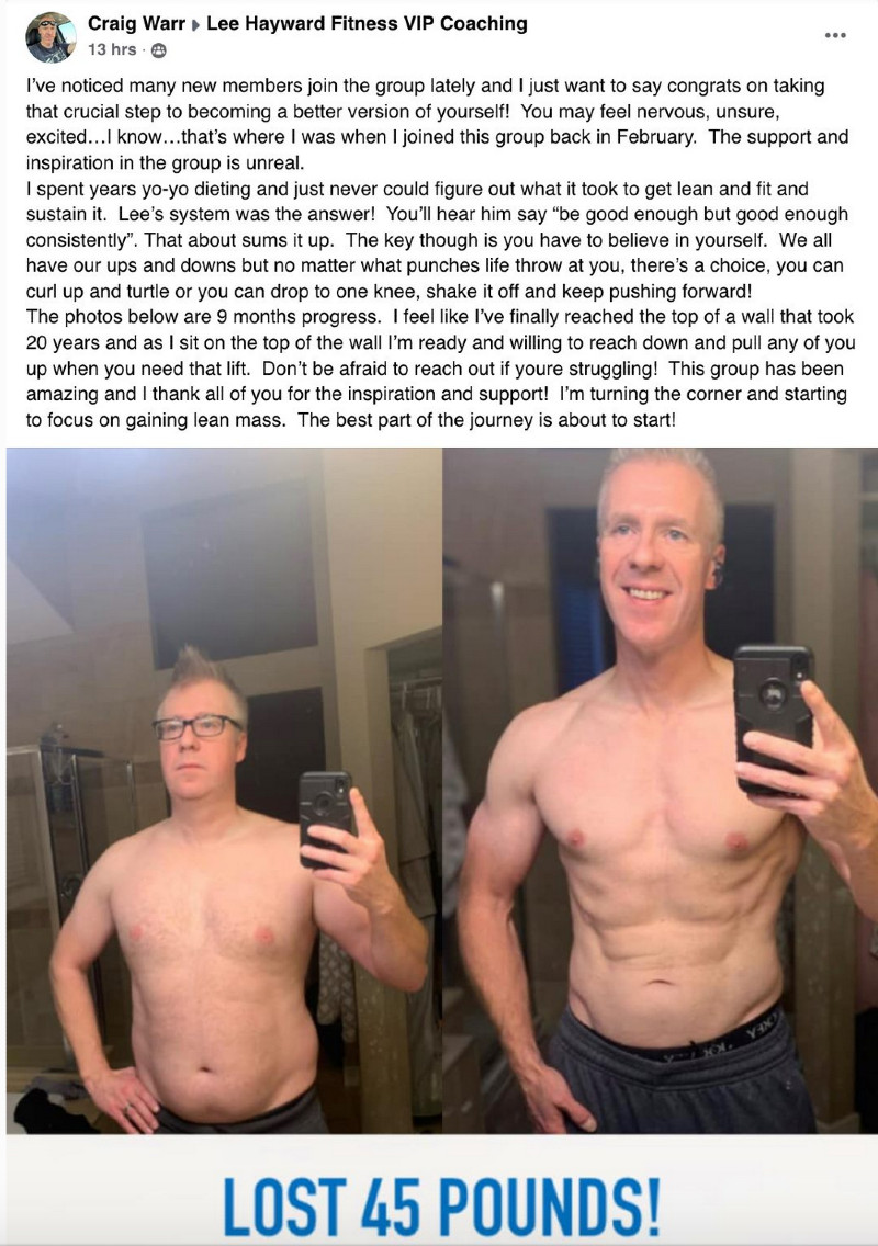 Craig lost 45 pounds while gaining lean muscle at the same time!